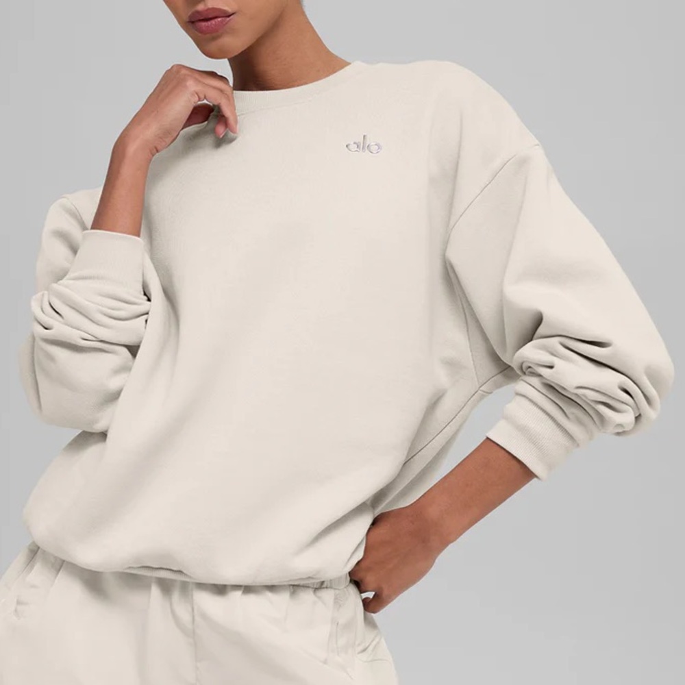 Alo Yoga Accolade Crew Neck Pullover Bone S